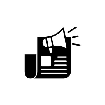 Newspaper icon vector in black flat design on white background, news icon vector