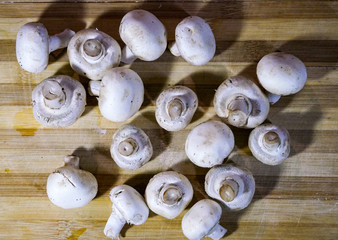 Organic and fres white mushrooms 