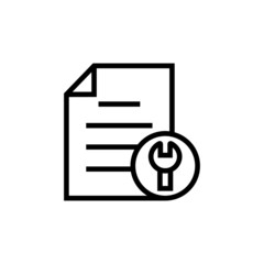 Poster - Document file page spanner tool wrench icon in outline style on white background, Vector icon