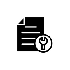 Poster - Document file page spanner tool wrench icon in black flaton white background, Vector icon
