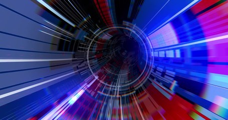 Poster - Futuristic Data Space: Technological Abstraction in a Digital Universe. 4K loop. technology abstract background with lines for network, big data, data center, server, internet, speed. 3D render	