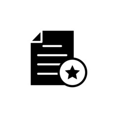 Poster - Document favorite file page star icon in oblack flat on white background, Vector icon