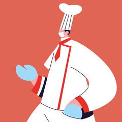 Wall Mural - chef using face mask and uniform