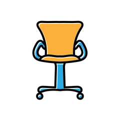 Poster - office chair hand drawn vector design. business icon