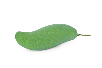 Wall Mural - green mango with leaf isolated on white background