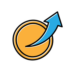 Poster - coins and arrows hand drawn vector design. business icon