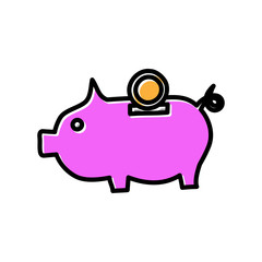 Poster - piggy bank hand drawn vector design. business icon