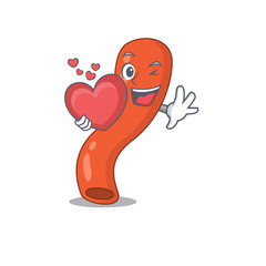 Sticker - A sweet appendix cartoon character style holding a big heart