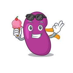 Sticker - A cartoon drawing of kidney holding cone ice cream