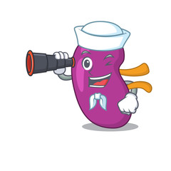 Sticker - A cartoon picture of kidney Sailor using binocular