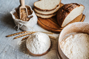 Wall Mural - wheat and flour on the table