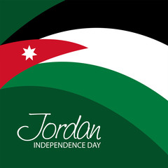 Sticker - Vector  illustration of a background a poster for Jordan Independence Day.