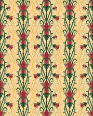 Wall Mural - Old floral seamless pattern in art nouveau style, vector illustration