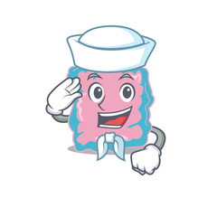 Sticker - Smiley sailor cartoon character of intestine wearing white hat and tie