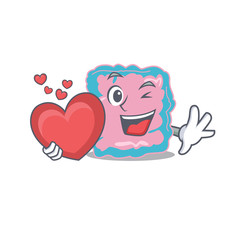 Canvas Print - A sweet intestine cartoon character style holding a big heart