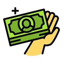 Poster - Take money cash icon. Outline take money cash vector icon for web design isolated on white background