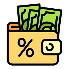 Poster - Full money wallet icon. Outline full money wallet vector icon for web design isolated on white background