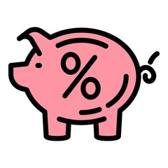 Poster - Percent deposit piggy bank icon. Outline percent deposit piggy bank vector icon for web design isolated on white background