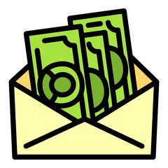 Poster - Envelope money cash icon. Outline envelope money cash vector icon for web design isolated on white background