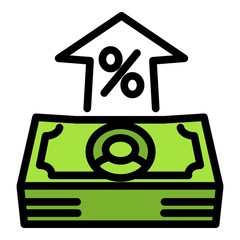 Poster - Percent cash money icon. Outline percent cash money vector icon for web design isolated on white background