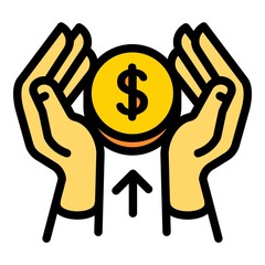 Poster - Give deposit money coins icon. Outline give deposit money coins vector icon for web design isolated on white background