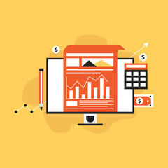 Poster - Concept of accounting, analysis, audit, calculation. Auditing tax process