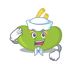 Sticker - Smiley sailor cartoon character of spleen wearing white hat and tie