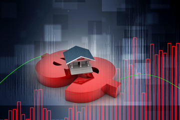 Poster - 3d rendering Build bank on dollar
