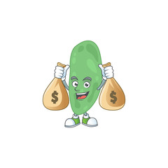 Poster - A humble rich thermus thermophilus caricature character design with money bags