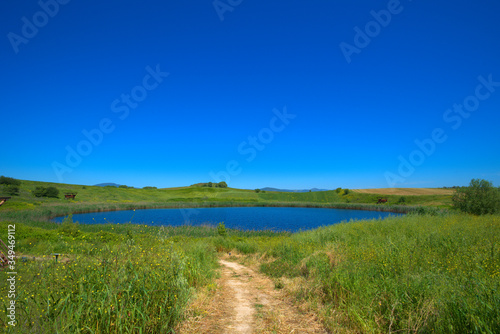 Cuadros en Lienzo lakes created by meteorite fall ,Twin lakes Zerelia or Zirelia are two circular lakes, located 4 km southwest of the city of Almyros in Greece, at an altitude of 130 meters from the sea