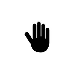 Poster - Stop hand icon in black flat design on white background