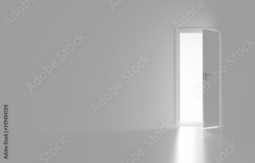 Fotomural ajar door and light through it into a white room. 3
