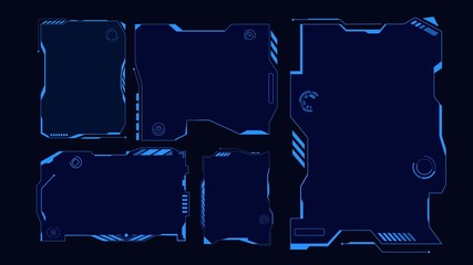 Poster - Techno frame, interface. Futuristic virtual hud grid display blue ui hologram user interface modern vector dashboard future graphic electronic menu cyberspace.