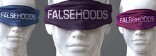 Falsehoods Can Blind Our Views And Limit Perspective - Pictured As Word Falsehoods On Eyes To Symbolize That Falsehoods Can Distort Perception Of The World, 3d Illustration