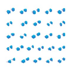 Fototapete - Isometric blue latin or english font with shadow.