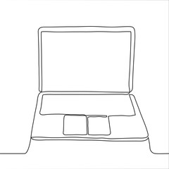 Wall Mural - One continuous line drawing of an open laptop. Vector illustration of computer technology as a concept of work from home, mobility, invention, purchase of equipment, software updates