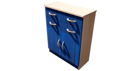 Two-door room chest with two drawers Illustration in 3D - 4