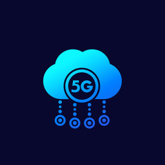 Poster - 5G network, vector icon with cloud