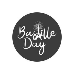 Poster - Bastille day design with eiffel tower and fireworks, block silhouette style