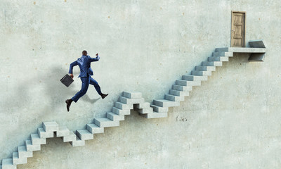 Wall Mural - Image of businessman walking upstairs