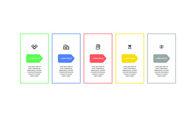 Infographic. Vector Infographic design template with icons and 5 numbers options or steps. Can be used for process diagram, presentations, workflow layout, banner, flow chart, info graph.