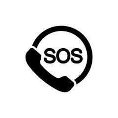 Poster - SOS icon. Emergency phone contact service on isolated white background. EPS 10 vector.