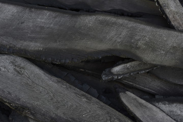 burnt boards. the ashes. close-up, top view.