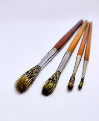 Painting brushes. Picture of different painting brushes. Close up.