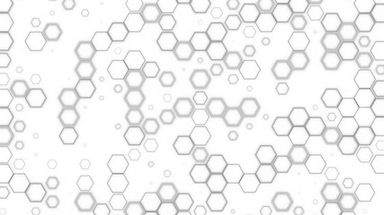Poster - Calm elegant screensaver for business presentations from gray hexagons on a white background. Seamless loop.