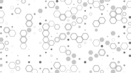 Poster - Background animation of gray hexagons resizing on a white background. Seamless loop.