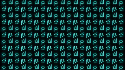 Poster - Neon abstract bright mosaic blue stars. Animated background particles. Loopable complex abstract motion graphic of neon turquoise cross