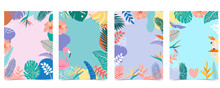Collection Of Summer Background Set With Palm,flamingo,flower.Editable Vector Illustration For Invitation,postcard And Website Banner