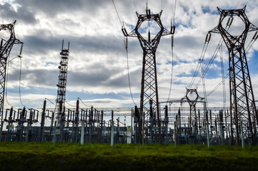 High voltage power transformer substation