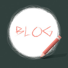 Poster - Writing note showing Blog. Business concept for regularly updated website web page run by individual Scribbling of circular lines Using Pencil White Solid Circle